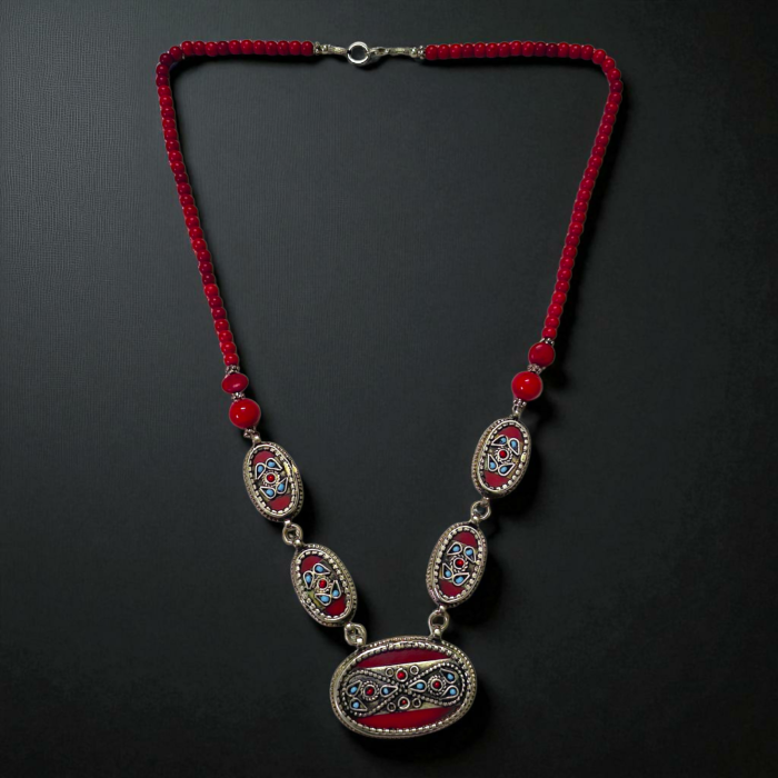 Metal Native Style Necklace with Earings - Image 3