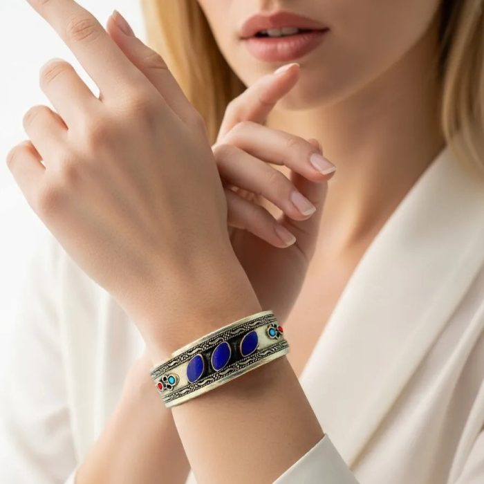 wmremove-transformed (1) Metal Bracelet With Blue Lapis - Image 1