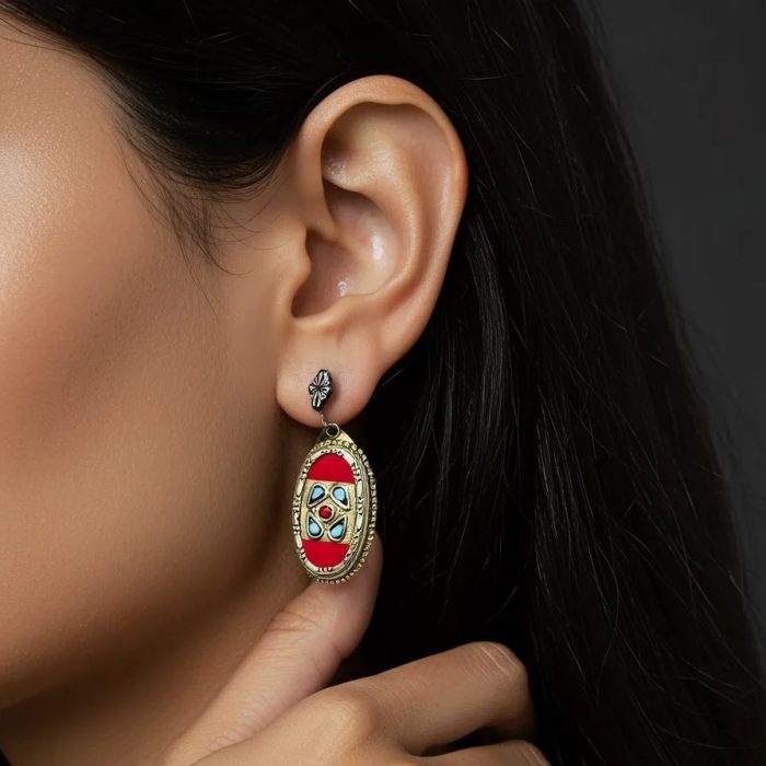 Metal Native Style Necklace with Earings - Image 2